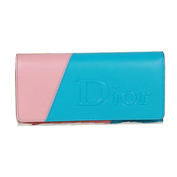 dior bi-fold wallet calfskin 119 blue&pink